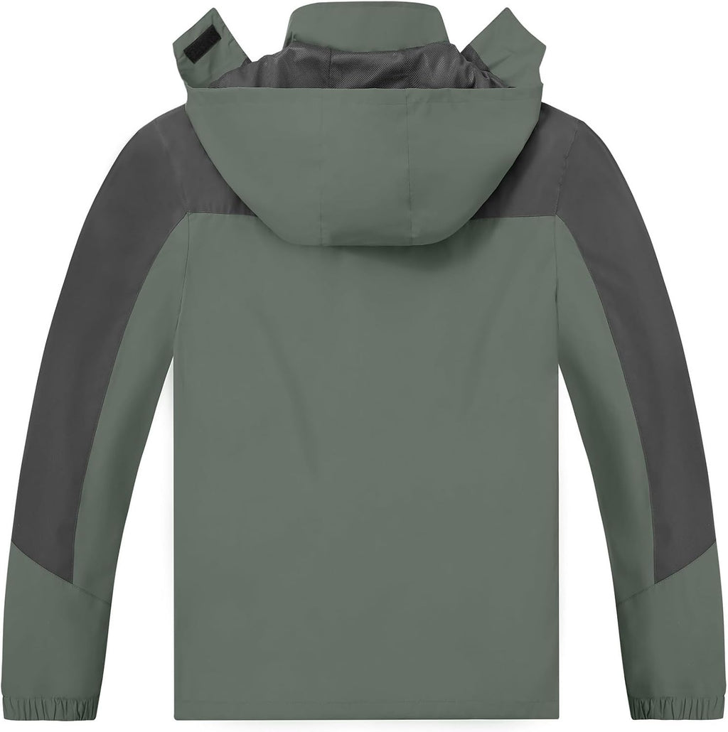 TEZO Mens Rain Jacket Waterproof with Hooded Hiking Coat Lightweight Windbreaker