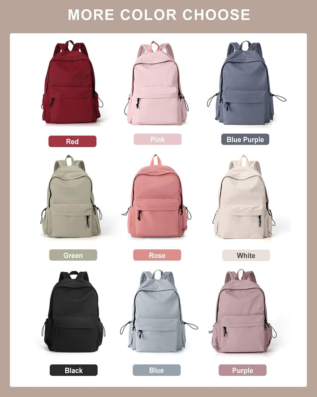 BJLFS White School Backpack for Girls Women, Waterproof High School Book Bag Cute Backpack for Men Teens Boys, Lightweight Mini Classic Basic College Backpack Middle School Back Pack Daypack