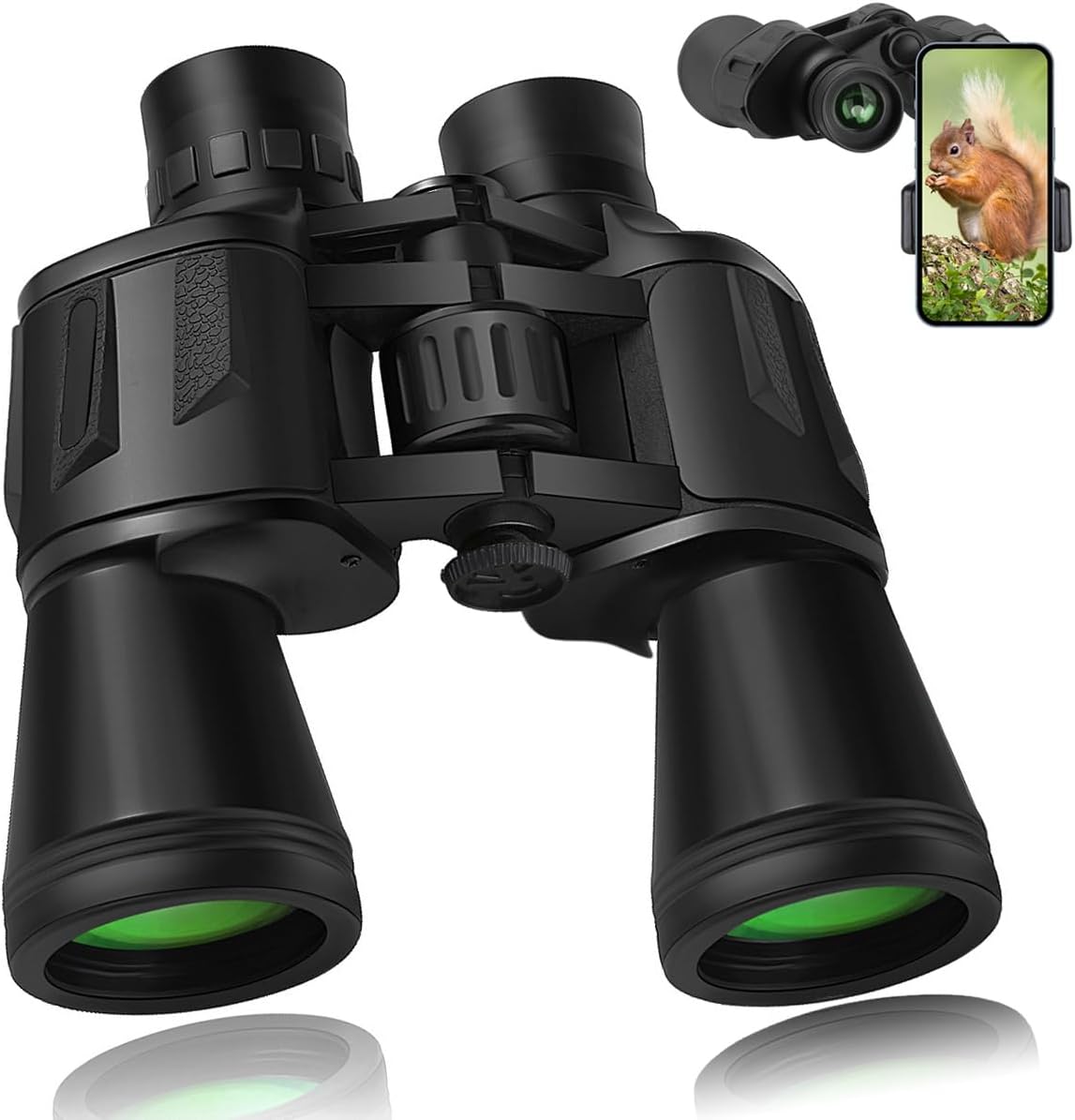 20x50 High Power Binoculars for Adults with Smartphone Adapter, HD Professional/Daily Waterproof Compact Binoculars for Bird Watching Hiking Concert Travel with BAK4 Prism FMC Lens, Green
