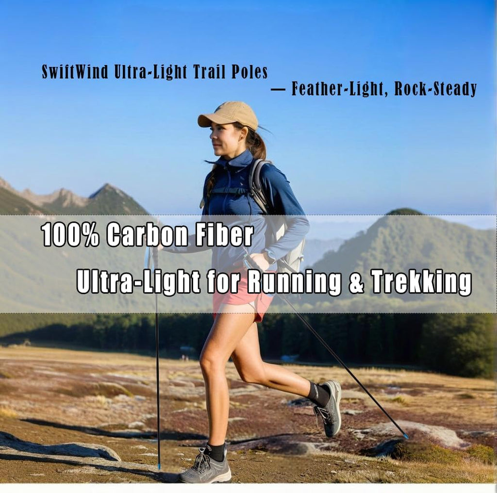 Ultralight Carbon Fiber Trekking Poles 2-Pack,Z-Pole Design Trail Running,Foldable Pair Fixed Length, Ultra Lightweight High-Density for Hiking, Running & Walking