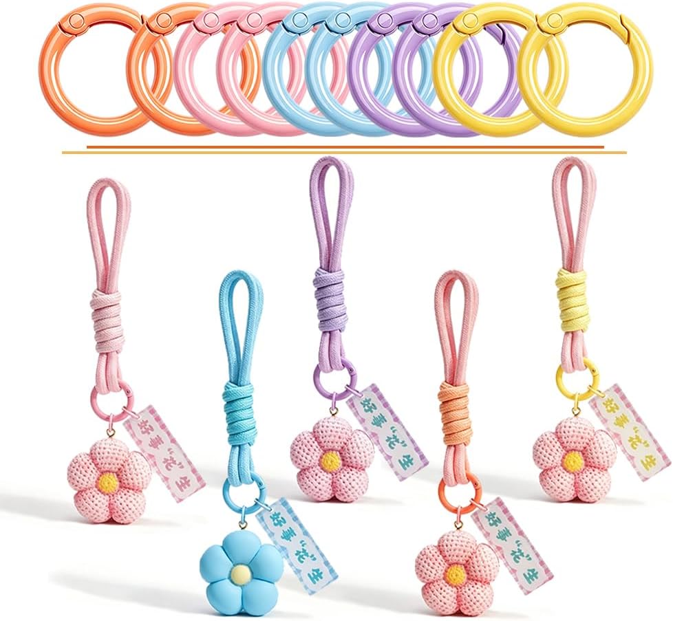 40PCS Carabiner Keyring Clips Metal Keychain Key Chain Rings 4 Shapes, Colorful Spring Snap Hooks for DIY Keychains Accessory Bag Charm Purses Making