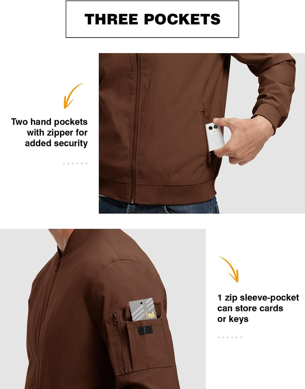 TBMPOY Men's Lightweight Jackets Casual Dress Golf Bomber Windbreaker Fall