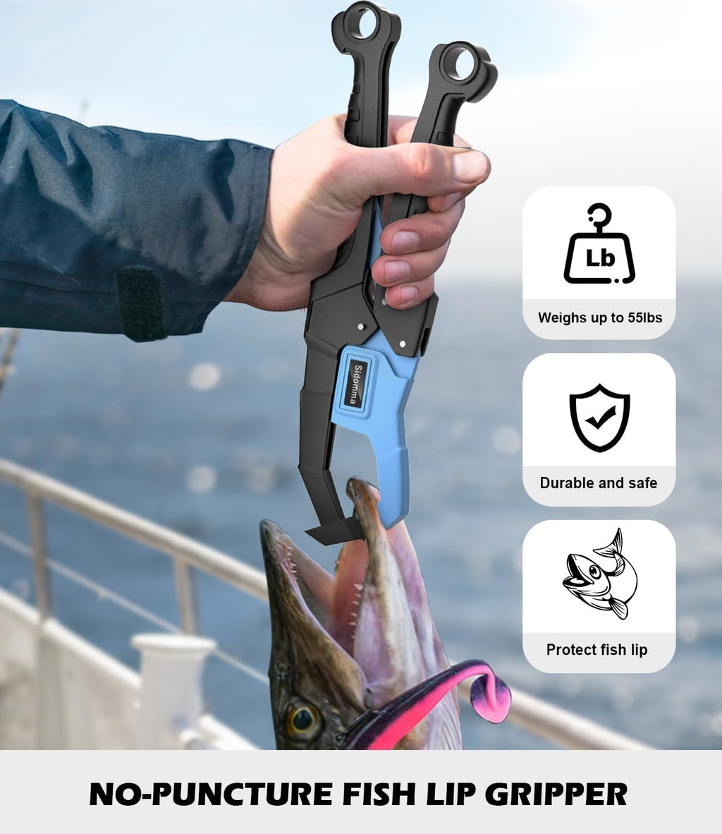 Sidomma Pro Fishing Gear and Equipment Tools Accessories Kit with Fishing Pliers Fillet Knife Scissors Fish Lip Gripper Fish Ruler Fishing Gifts for Men Saltwater Fishing Fly Fishing Ice Fishing