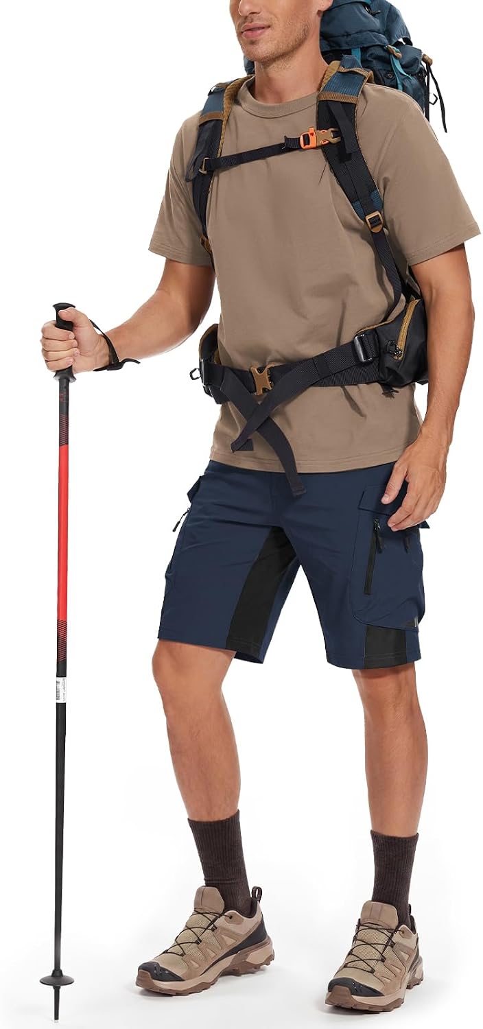 XKTTAC Men's Hiking Cargo Shorts: 4-Way Stretch with 6 Secure Pockets
