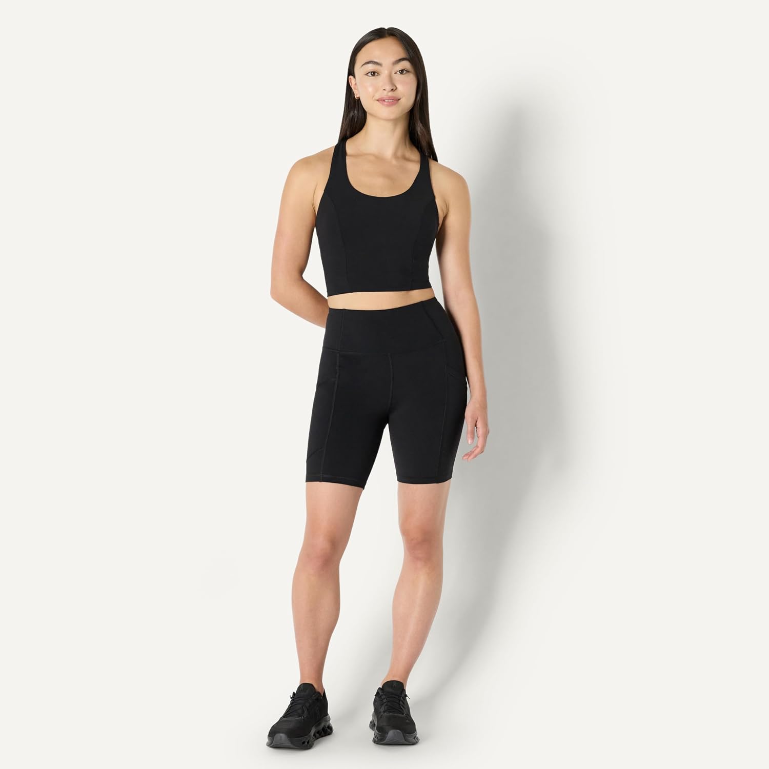 Amazon Essentials Women's Active Total Train High Waist 7" Gym Workout Biker Shorts with Pockets