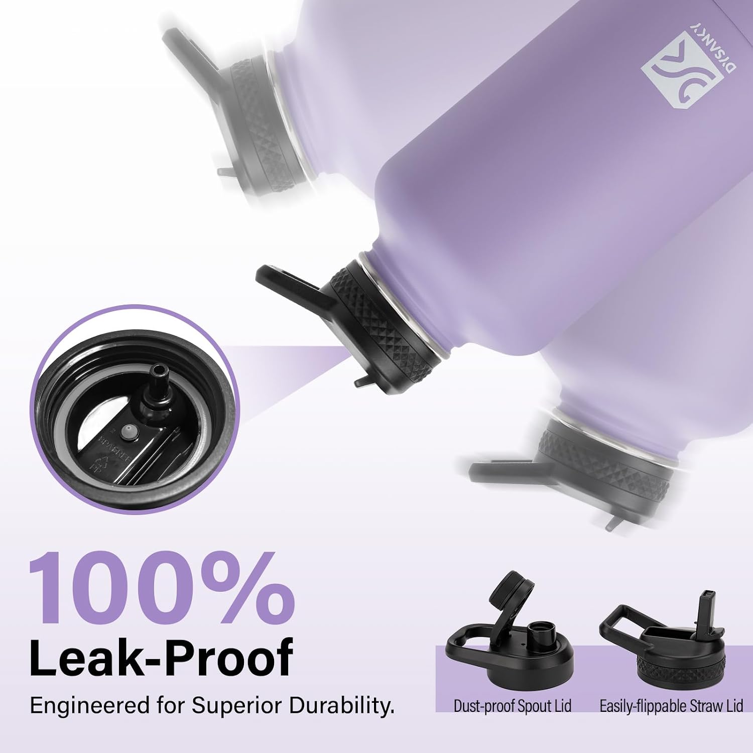 DYSANKY Insulated Water Bottle w/Straw Lid & Portable Carrier Bag, 64oz