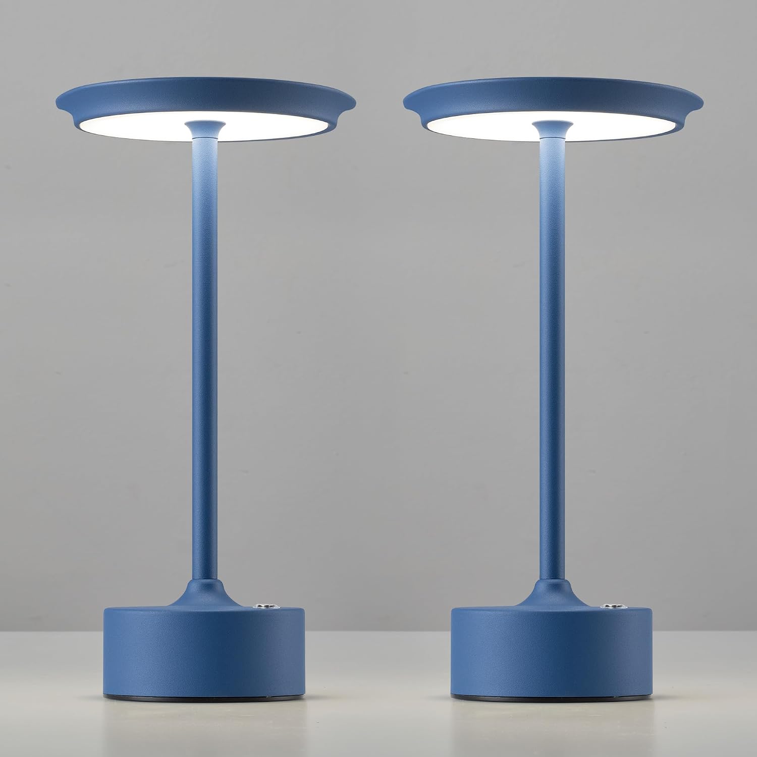 PUSU Rechargeable Table Lamps Set of 2, Blue Cordless Portable Desk Lamp