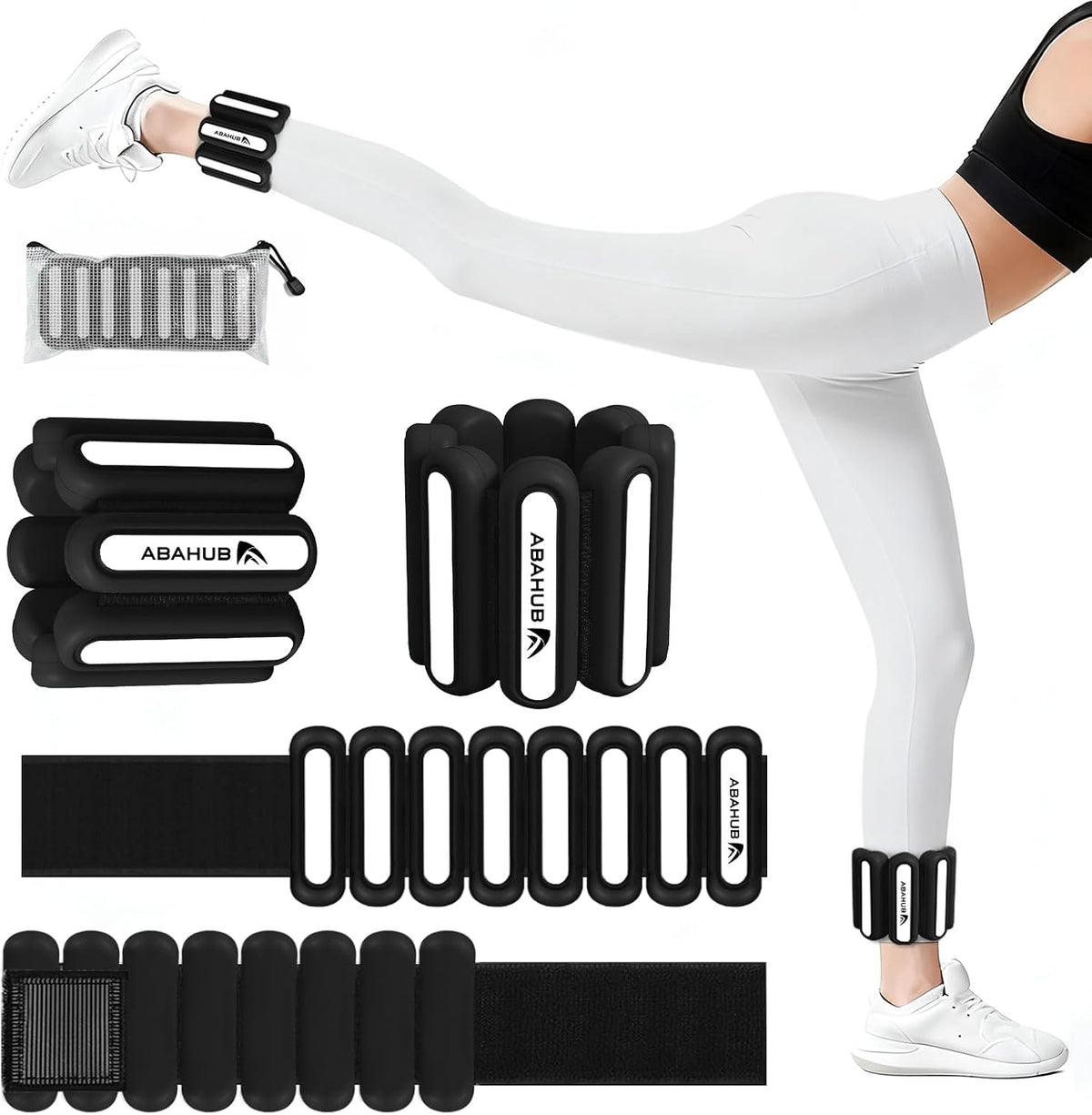 Abahub Adjustable Wrist & Ankle Weights 2Pack, Wearable Silicone Weighted Bracelet for Women, Arm Leg Weights for Home Gym Workout, Jogging, Yoga & Pilates