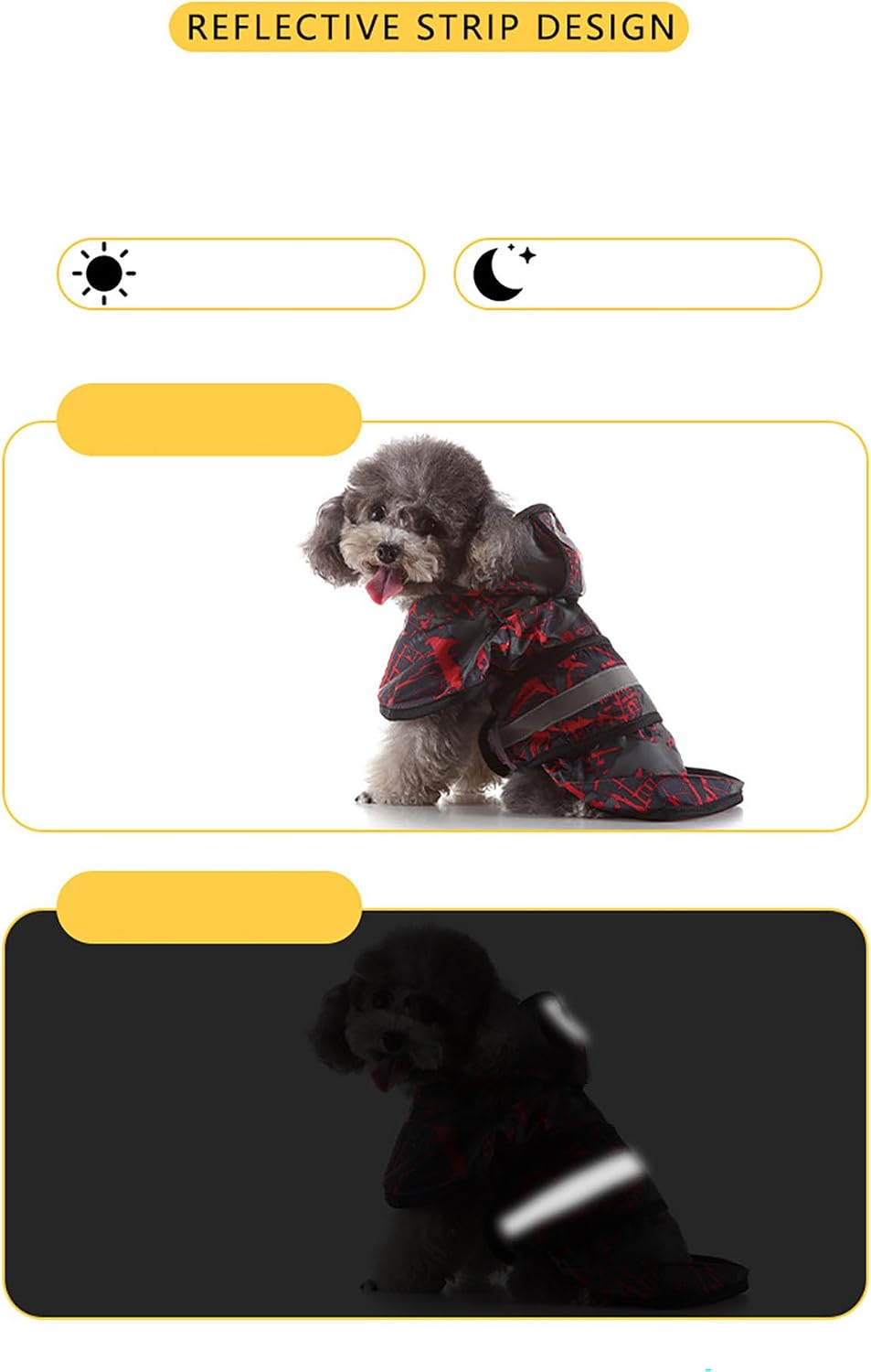 Dog Raincoat Hooded Reflective Waterproof Slicker Poncho