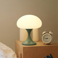 MAGCHARM Mushroom Lamp, 5W LED Cordless Rechargeable Table Lamp with Glass Shade, Small Retro Dimmable Touch Light with 3 Color Temps, Aesthetic Mid Century Bedside Light for Bedroom Ambient, Green