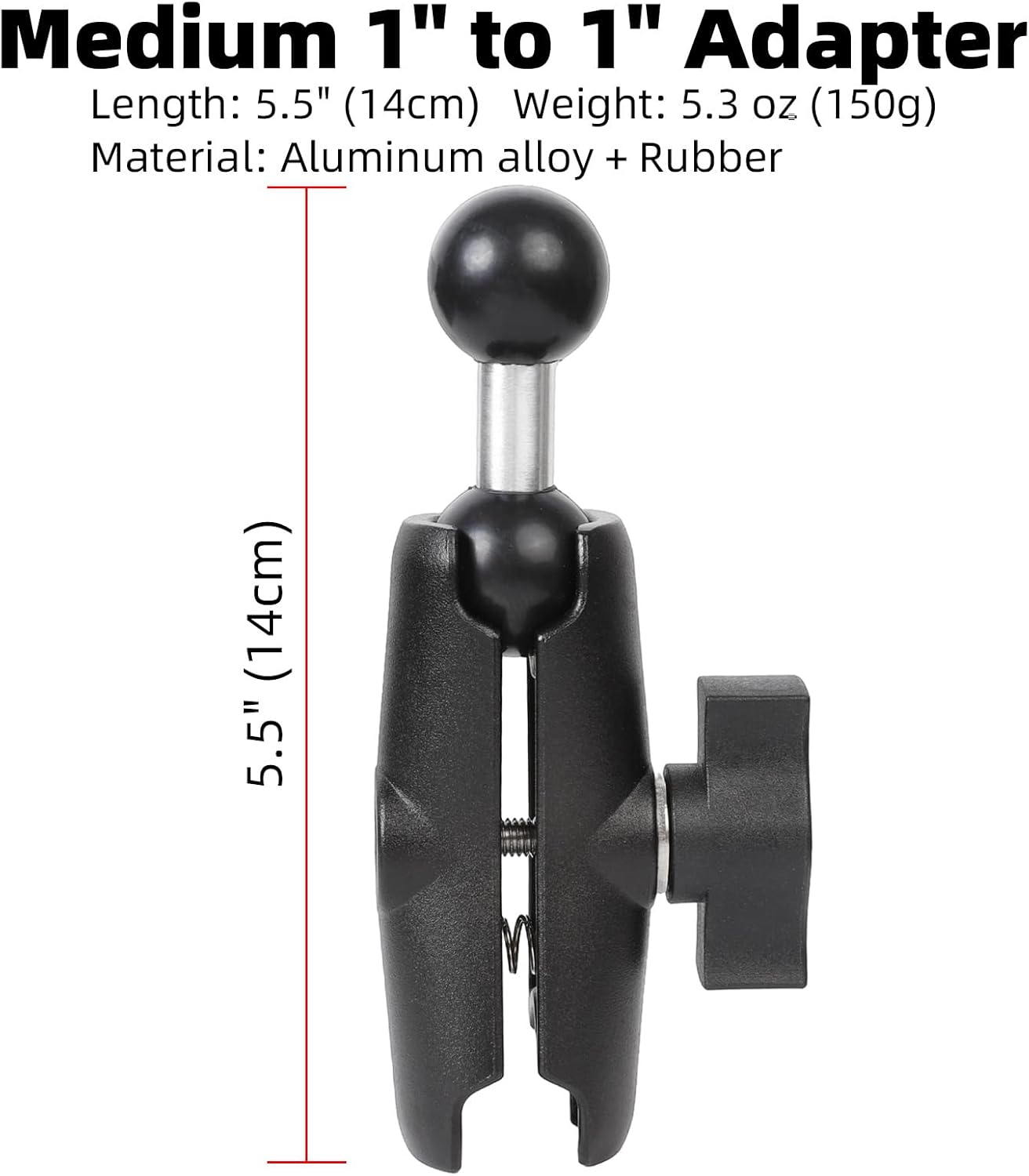 Double Socket Arm with 1" Double Ball Adapter Compatible with RAM B Size Mounts, 360° Rotation Extension Rod for Phone Holder, Tablet Mount, for Bike, Motorcycle, Truck (5.5" Middle Adapter)