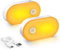 Lyridz Rechargeable Night Light with Motion Sensor, Dimmable Amber Nightlights for Bathroom, Bedroom, Kids Room, Hallway, Stairs, Pet House, 2 Pack