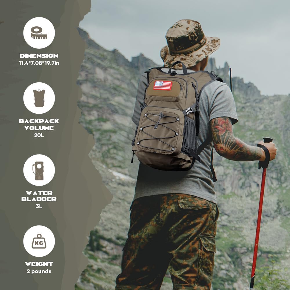 Maelstrom Lightweight Hydration Hiking Backpack with 2L/3L Water Bladder