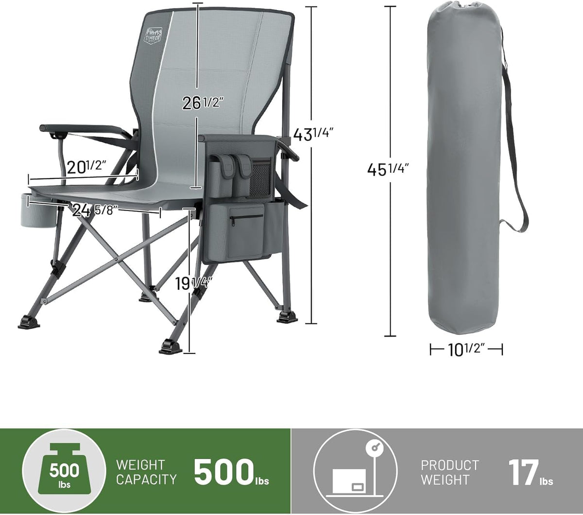 TIMBER RIDGE Oversized Camping Chair 500lbs Lumbar Support High Back