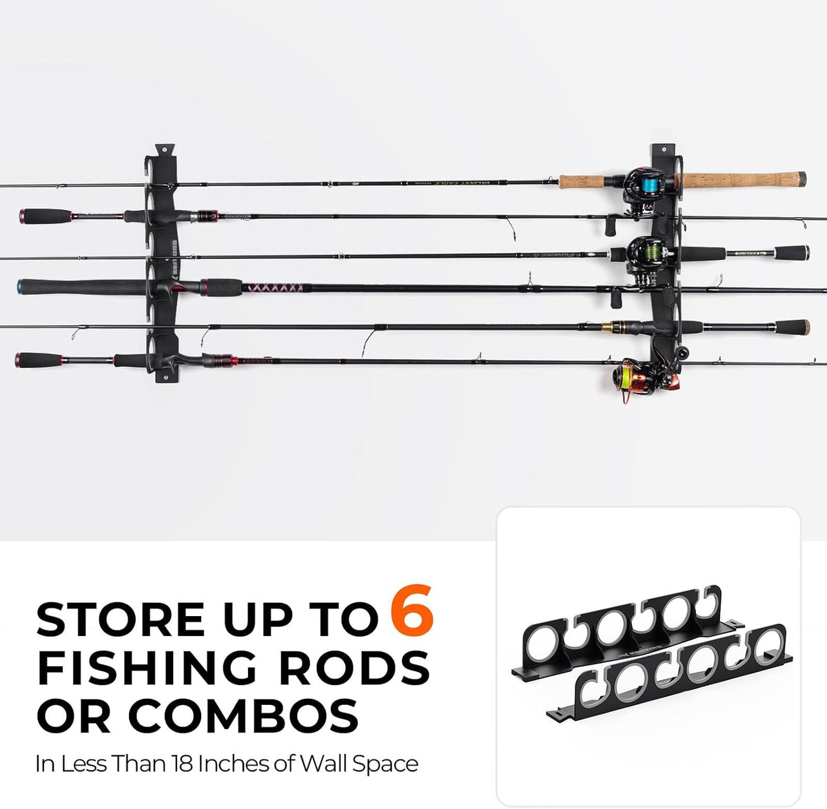KastKing Horizontal Fishing Rod Holder, Gray, 1 Pack
