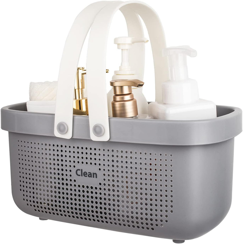 Portable Shower Caddy Basket with Handle Plastic Storage Basket Black Green