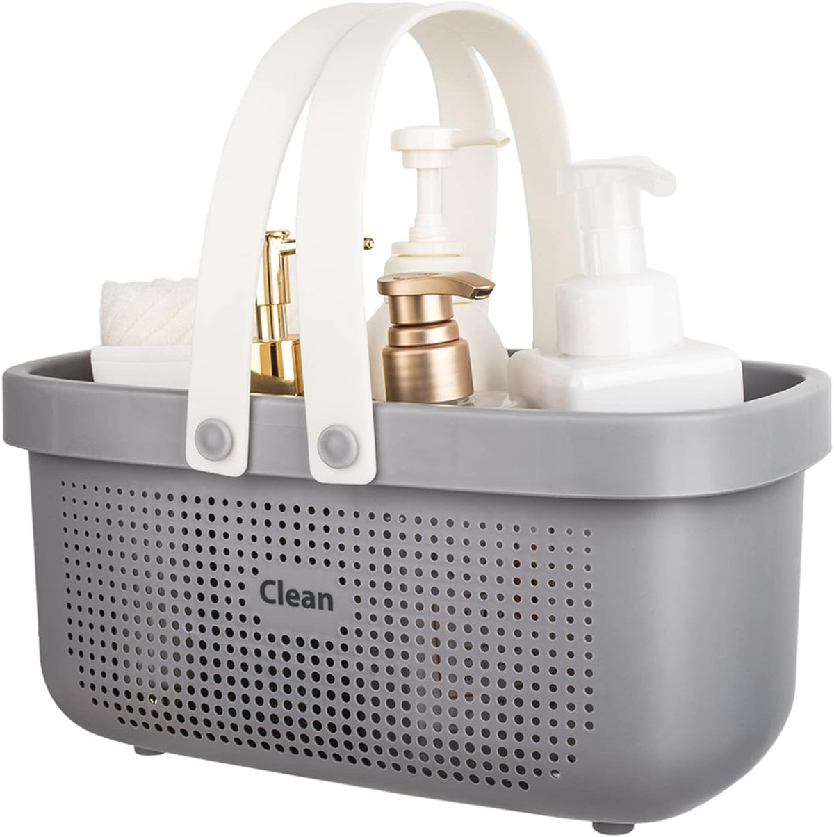 Portable Shower Caddy Basket with Handle Plastic Storage Basket Black Green