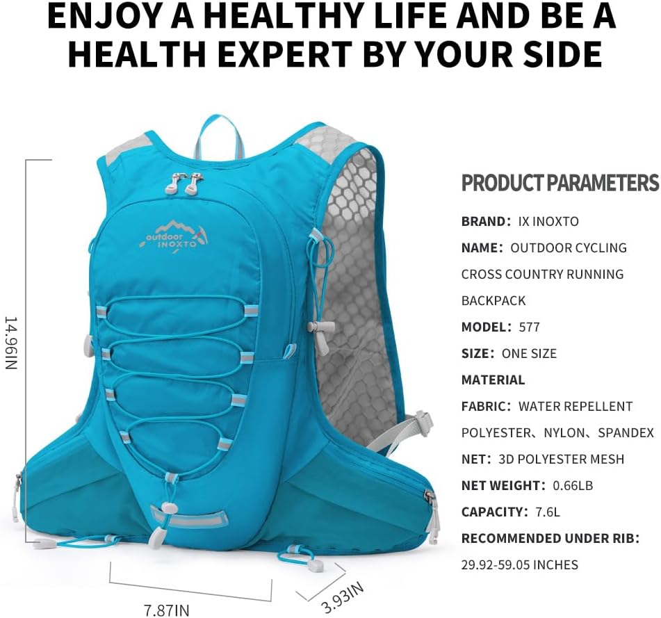IX INOXTO Running Hydration Vest for Men Women Water Backpack for Running 3L Running Hydration Pack for Trail Running Marathon Race Hiking