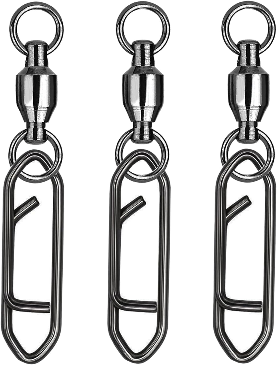 Atibin Snap Connector Fishing Swivels Stainless Bearing Ball Snap Swivels Steel Quick Change Fishing Clips Swivel Black Nickel