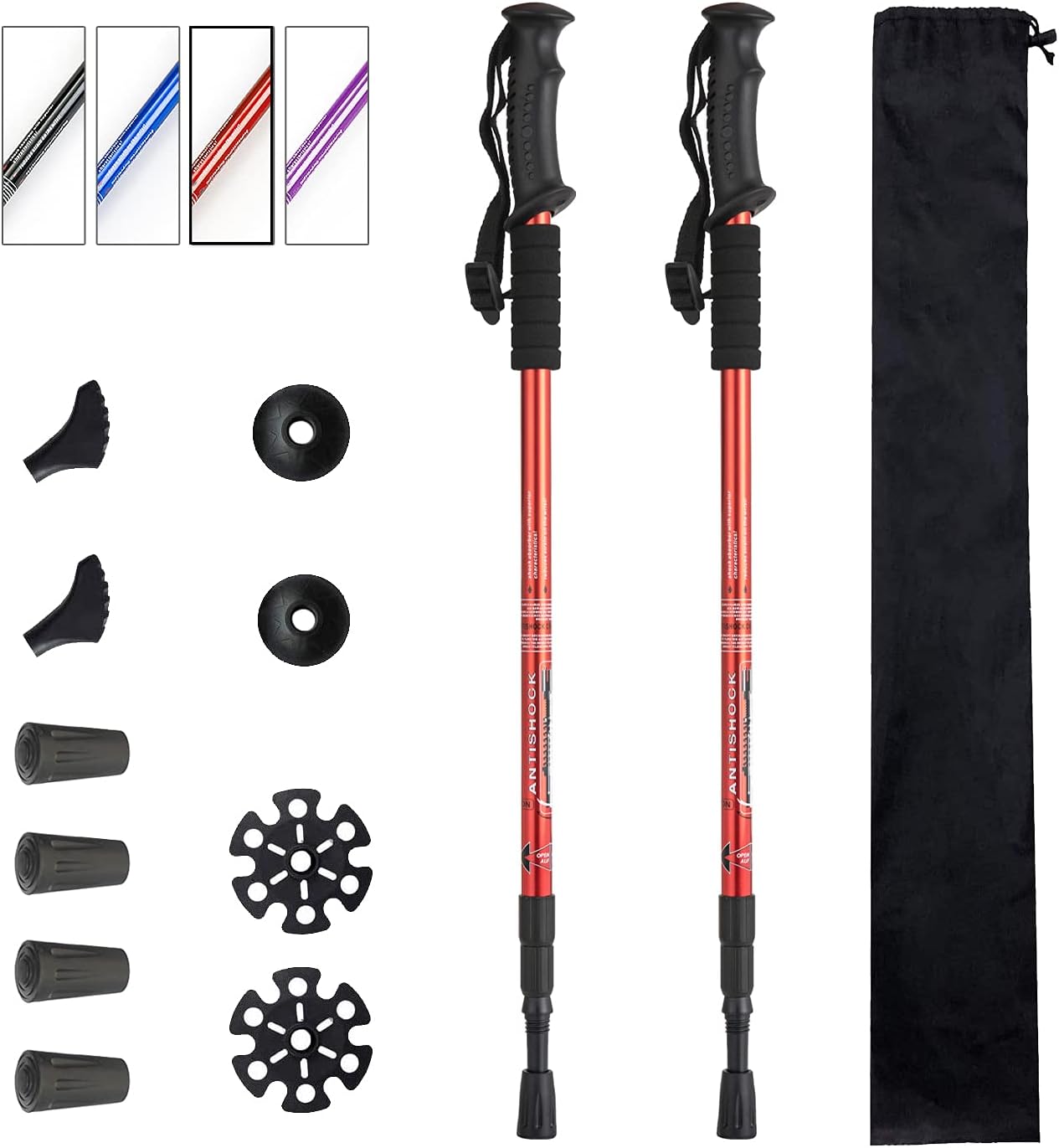 Aihoye Trekking Poles,Adjustable Shock Absorbing Hiking Walking Stick-2Pcs