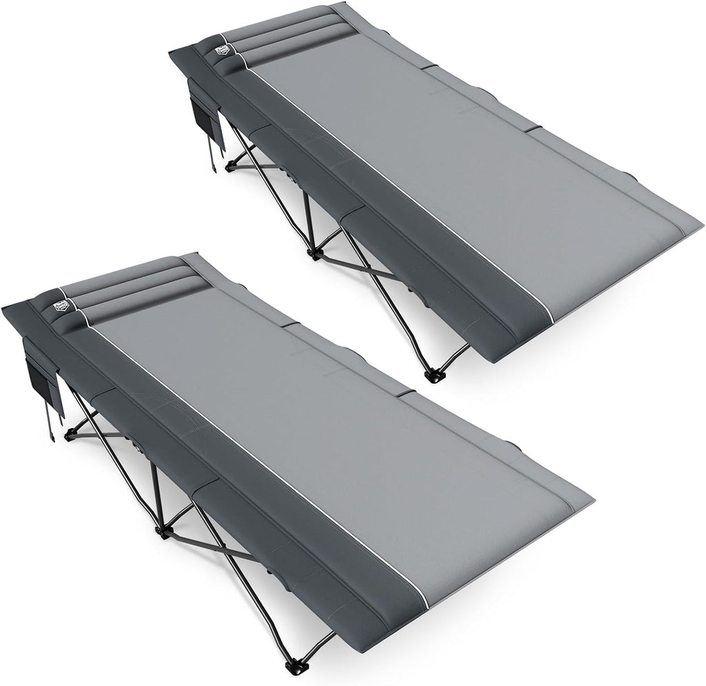 TIMBER RIDGE 31.8" Extra Wide Camping Cot for Adult, Easy Set Up, Heavy Duty Oversized Sleeping Bed with Carry Bag for Camping, Travel and Outdoors, Support up to 450lbs, Grey 2 Pack