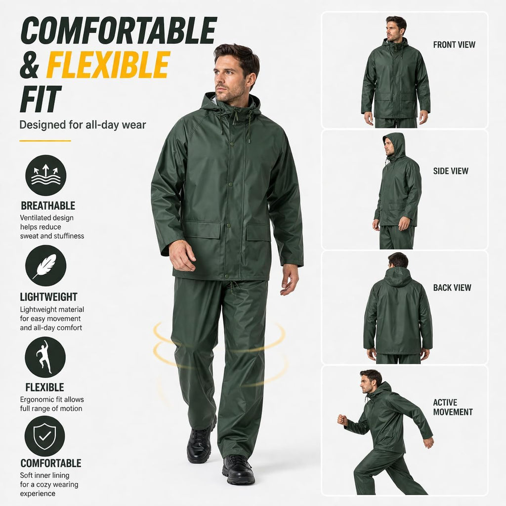 Rain Suit For Men & Women Waterproof Heavy Duty Rain Gear Reflective Jacket for Fishing Outdoor Work Raincoats