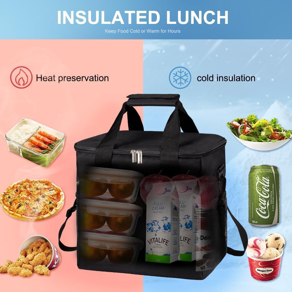 IKNOE 15L 24-Can Insulated Cooler Bag, Leak-Resistant Lunch Tote for Work