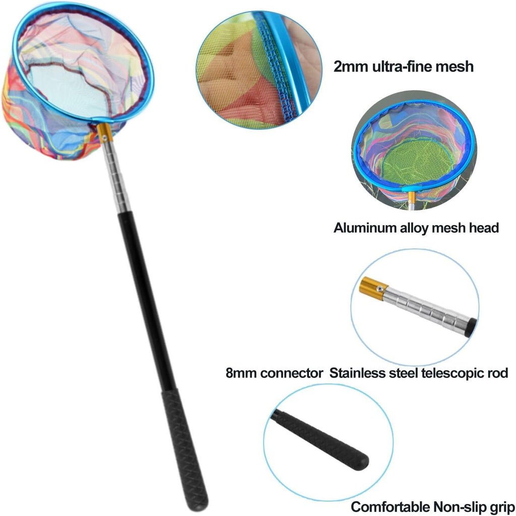 Fishing Net 2 Pack Retractable Lightweight Landing Net with Aluminum Rod Handle Fishing Nets for Youth Catch and Release Butterfly Nets