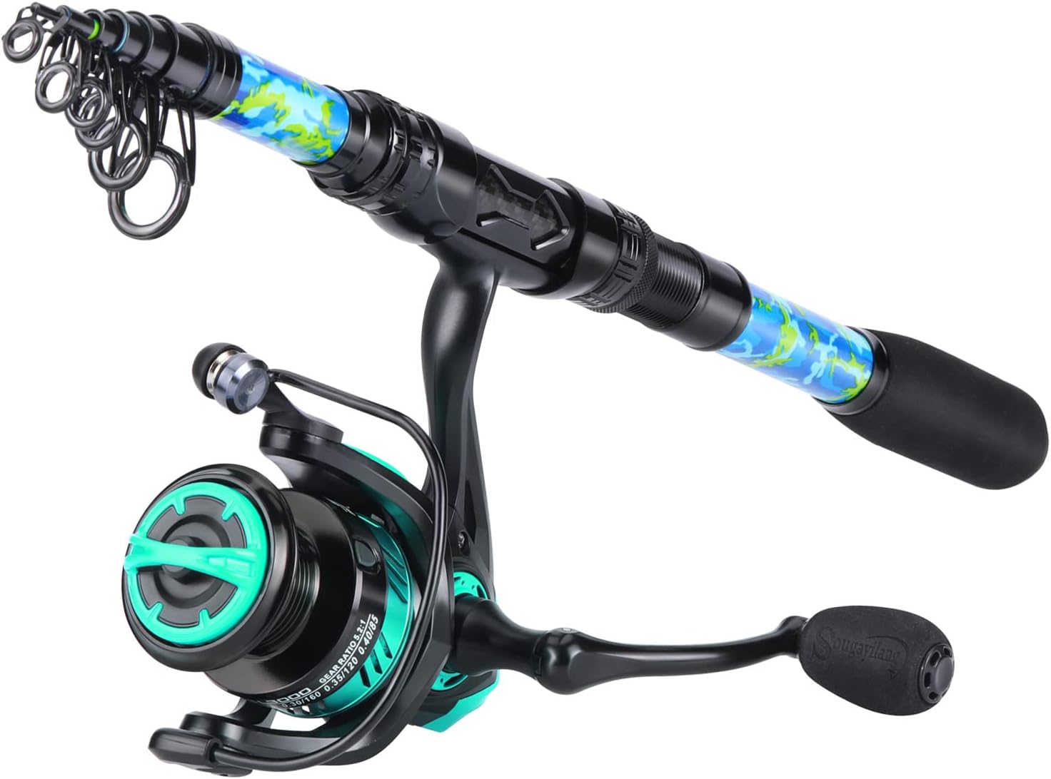 Sougayilang Telescopic Fishing Rod and Reel Combo – Full Kit with Carrier Bag, 11+1 Bearings Spinning Reel, Carbon Fiber Travel Pole for Bass, Trout, Catfish, Redfish – Saltwater Freshwater