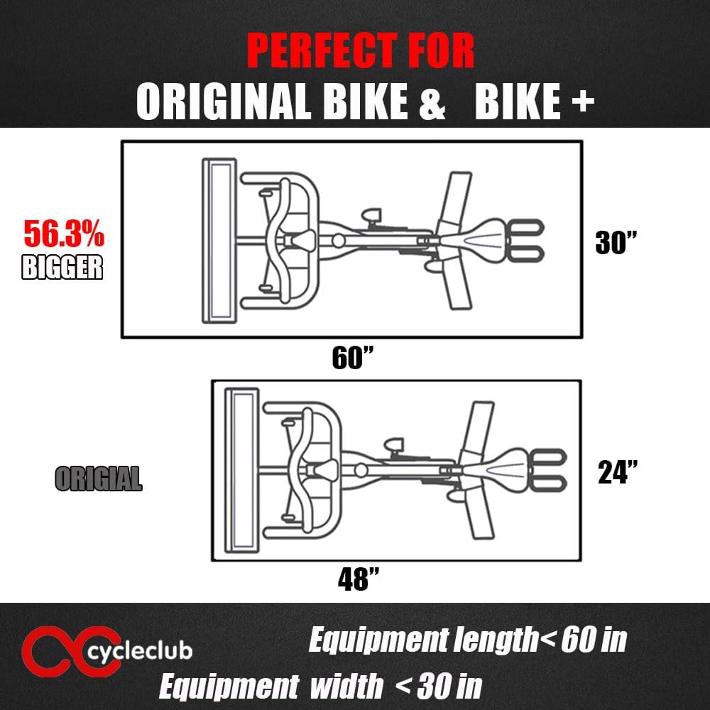 Cycleclub Bike Mat Compatible with Peloton Bike,Elliptical,Treadmill Mat, 6mm Thick, Under Exercise Bike Trainer Pad for Indoor Stationary Spin Bike Gym Equipment Hardwood Floor Carpet Protector