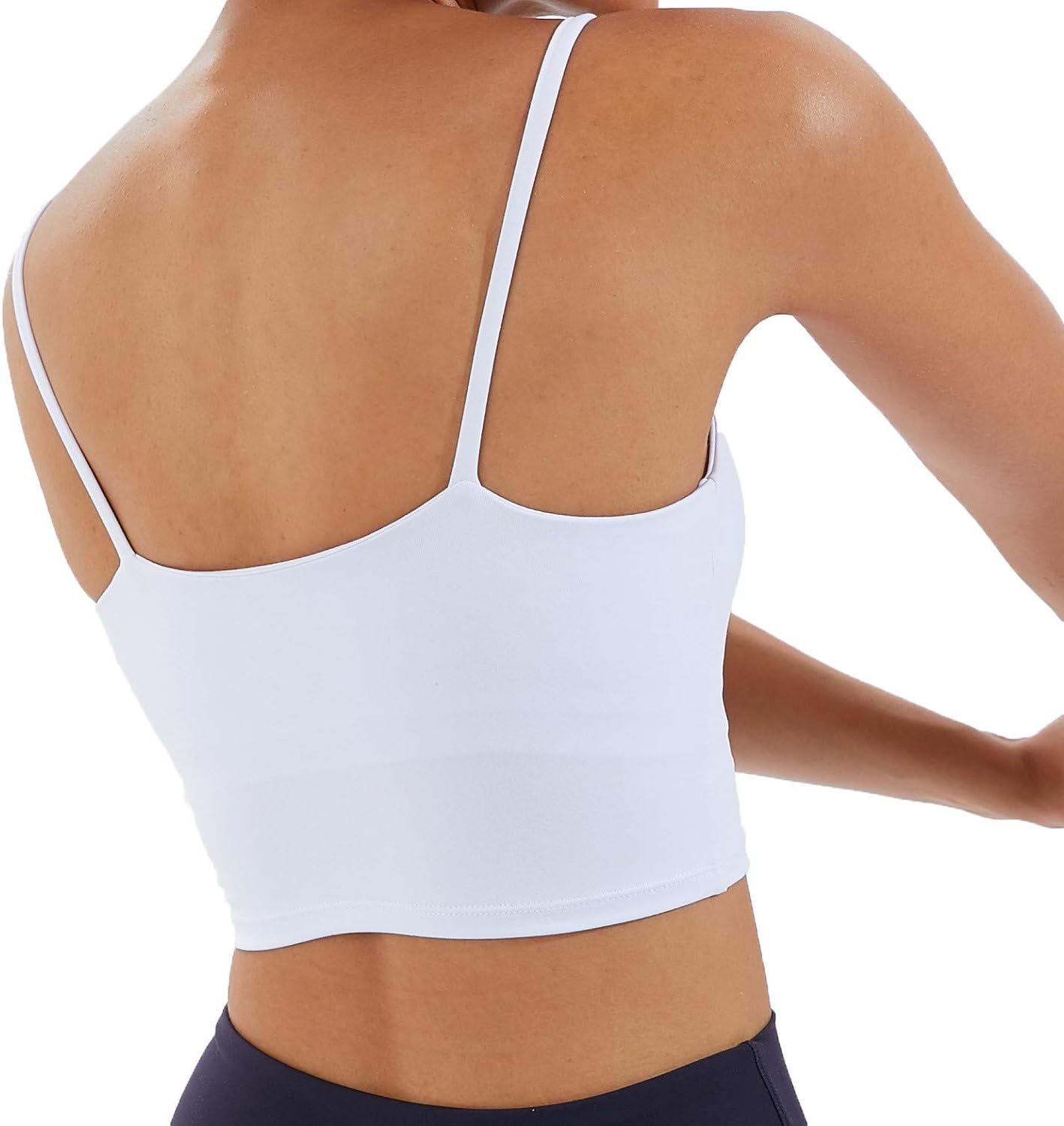 Women's Strappy Stretch Sports Bra Longline Yoga Tank Top Fitness Bra Workout Camisole Crop Tops for Teen Girl