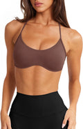 LASLULU Womens Sexy Y Back Sports Bra Padded Racerback Spaghetti Strap Workout Yoga Gym Athletic Bras Tops Bralettes