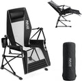 Go-Horizon Hammock Swinging Camping Chair for Adults up to 400bs,Full Lie-Flat Folding Chair with Footrest,Adjustable Headrest,Cup Holder & Carry Bag for Camping,Fishing,Beach,Patio—Black