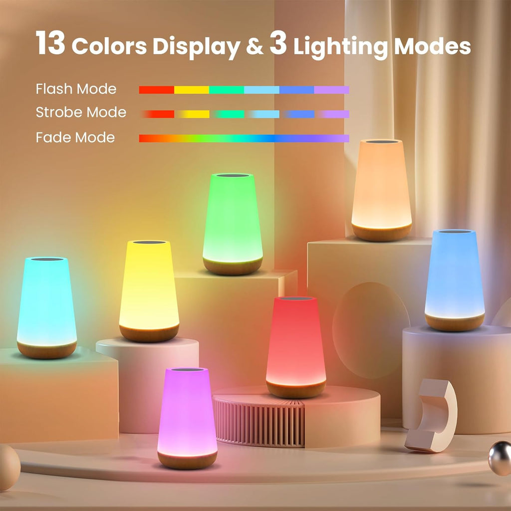 THAUSDAS Telecontrol Night Light Touch Lamp: 13 Colors, 5 Brightness, Brown