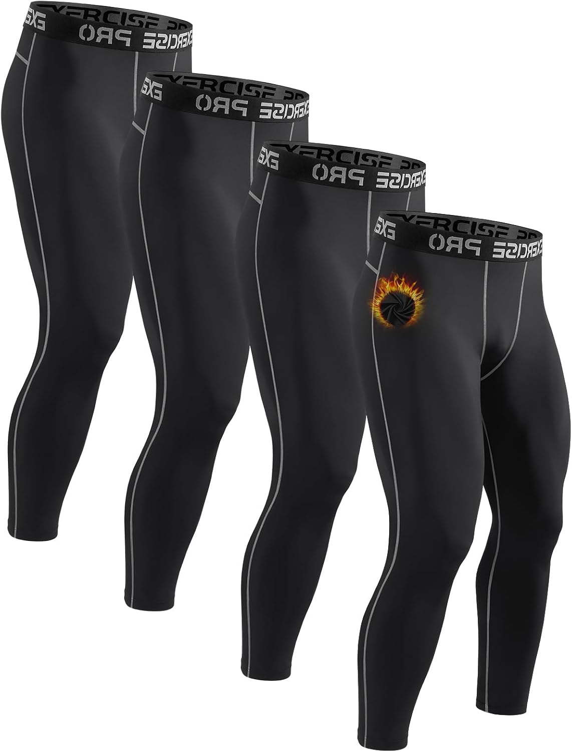 4 Pack Thermal Underwear Long Johns Fleece Base Layer Bottoms Thermal Leggings for Men Compression Pants