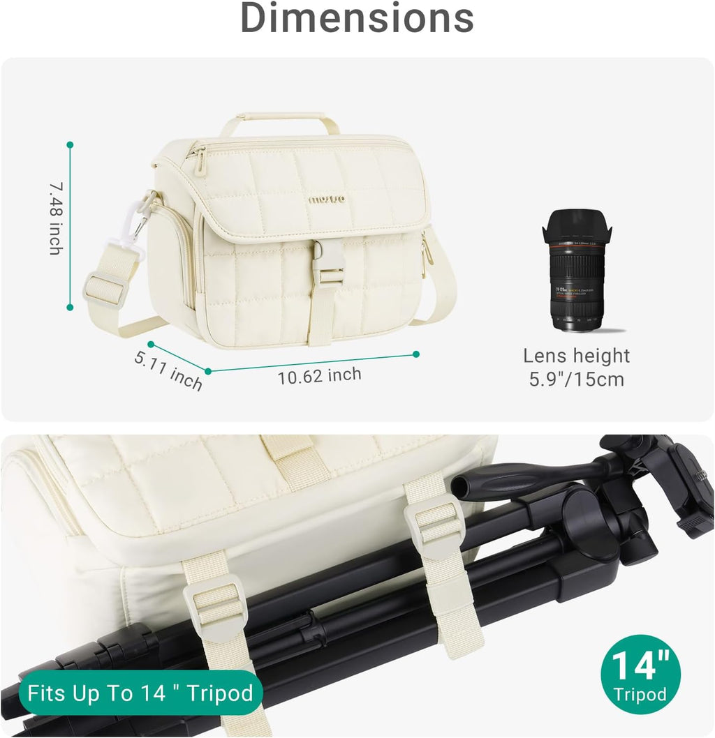 MOSISO Camera Bag for Photographers, Shoulder Photography Bag, Beige