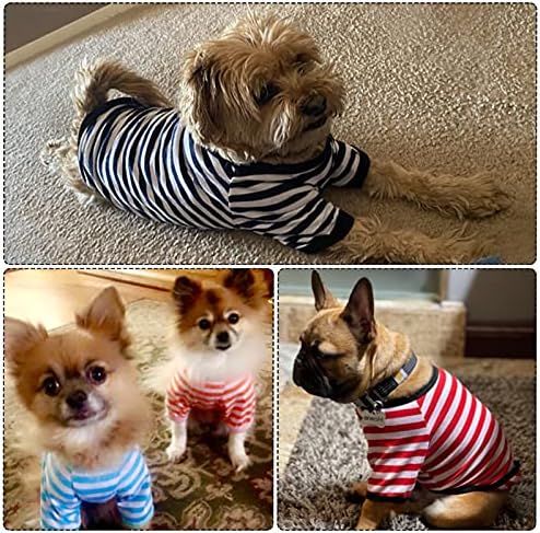 Geyoga 6 Pieces Dog T-Shirt Striped Cotton Breathable Spring Summer Pet Apparel Colorful Soft Puppy Sweatshirt Clothes for Small to Medium Dogs Puppy(Light Color,S)