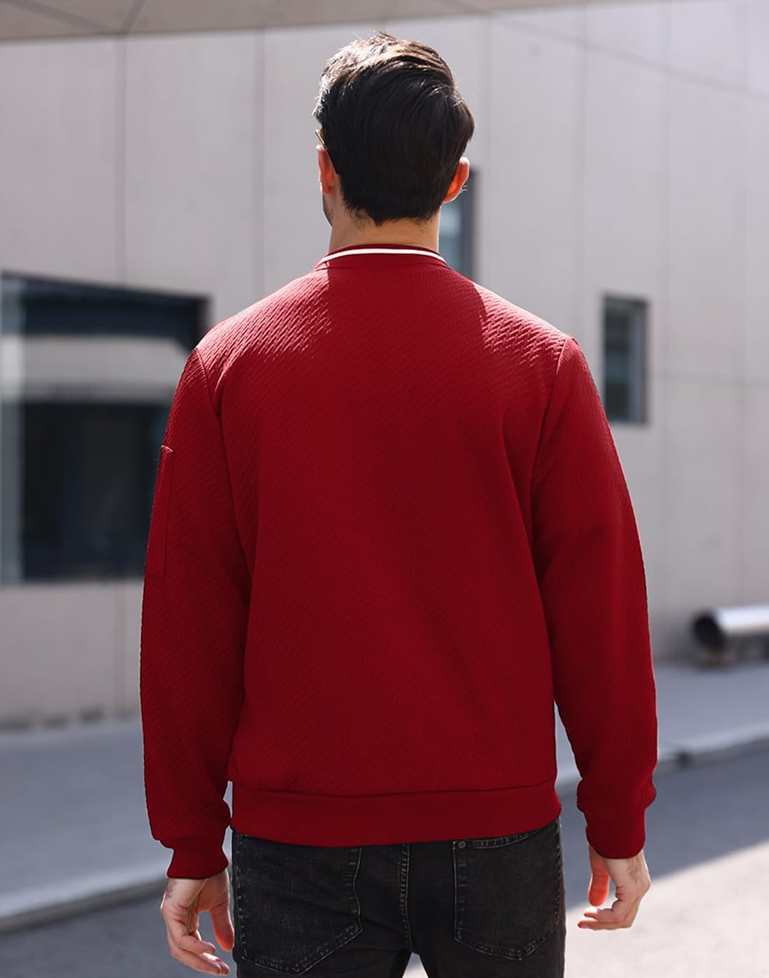 Wizoat Mens Casual Jacket Loose Fit Lightweight Jacket Varsity Bomber Jacket with Zipper