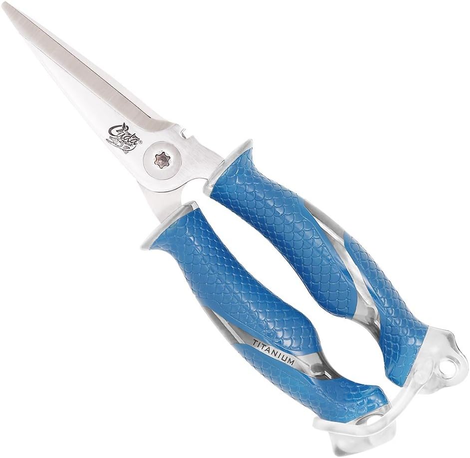 CUDA 8" Titanium Bonded Snips Durable Fishing Wire, Braid, Mono & Fluorocarbon Cutter for Saltwater & Freshwater Use with Internal Spring