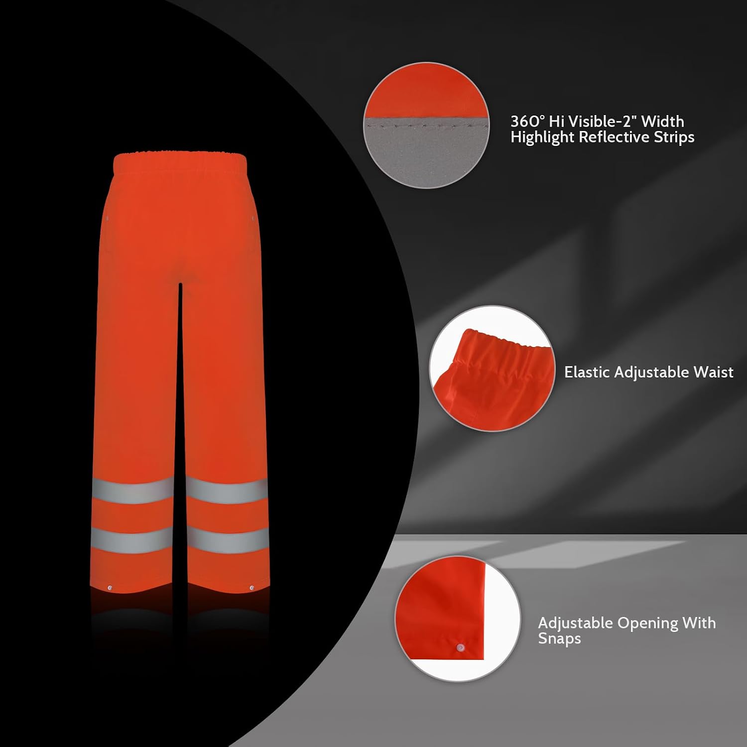 TCCFCCT Rain Suits for Men Waterproof Class 3 Reflective Rain Pants, Lightweight Rain Pants for Men with Hood, High Visibility Rain Gear for Safety Work & Outdoors, Durable, 2XL-3XL Orange P