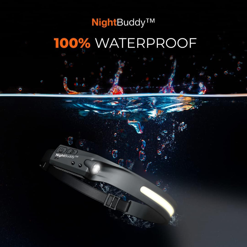 NightBuddy The Original LED Headlamp Rechargeable Flashlight for Adults Camping Essentials Backpacking Lights 4X Brighter Other Headlight Headband Lamp 5 Light Modes Hiking Gear Must Haves (Headlamp)