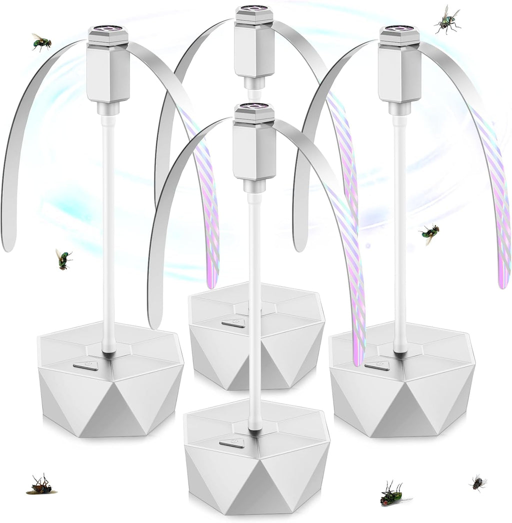 Fly Fans for Tables, Fly Repellent Fan Outdoor Indoor Keep Flies Away, Fly Repellent Fans for Tables with Holographic Blades for Picnic, Party, Restaurant, Kitchen, and BBQ, 4 Pack Black