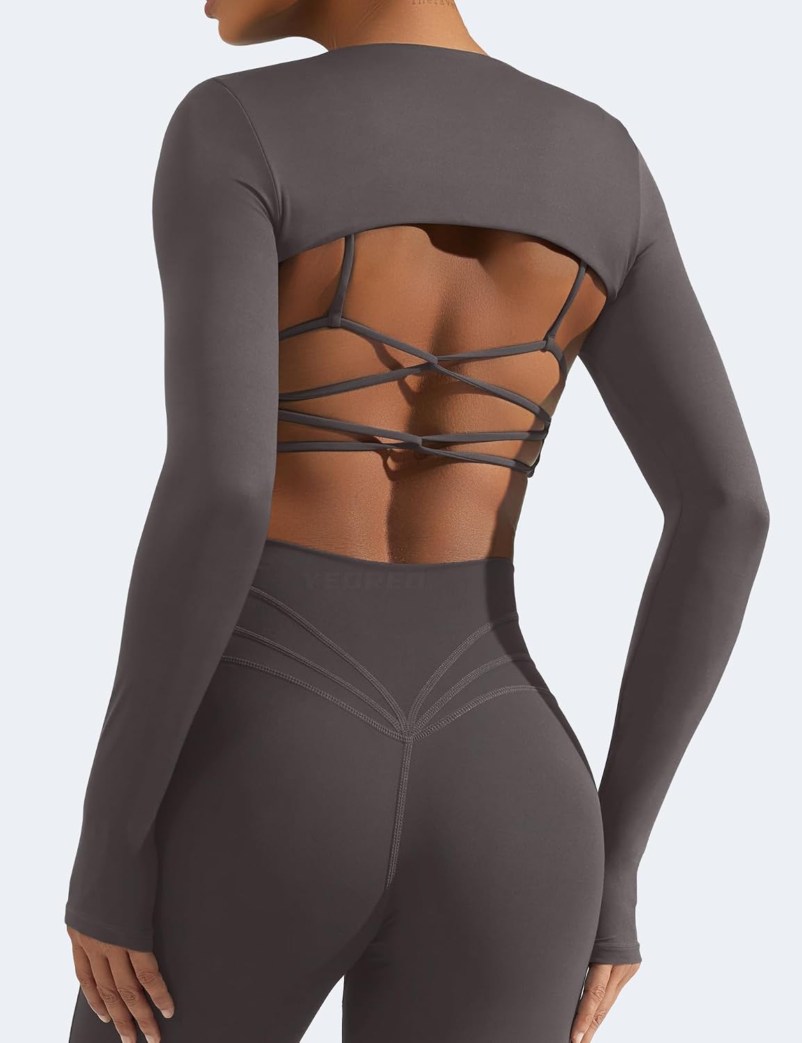 YEOREO Women Crop Top Long Sleeve Bolero Open Front Workout Cropped Shirts Sports Shrug