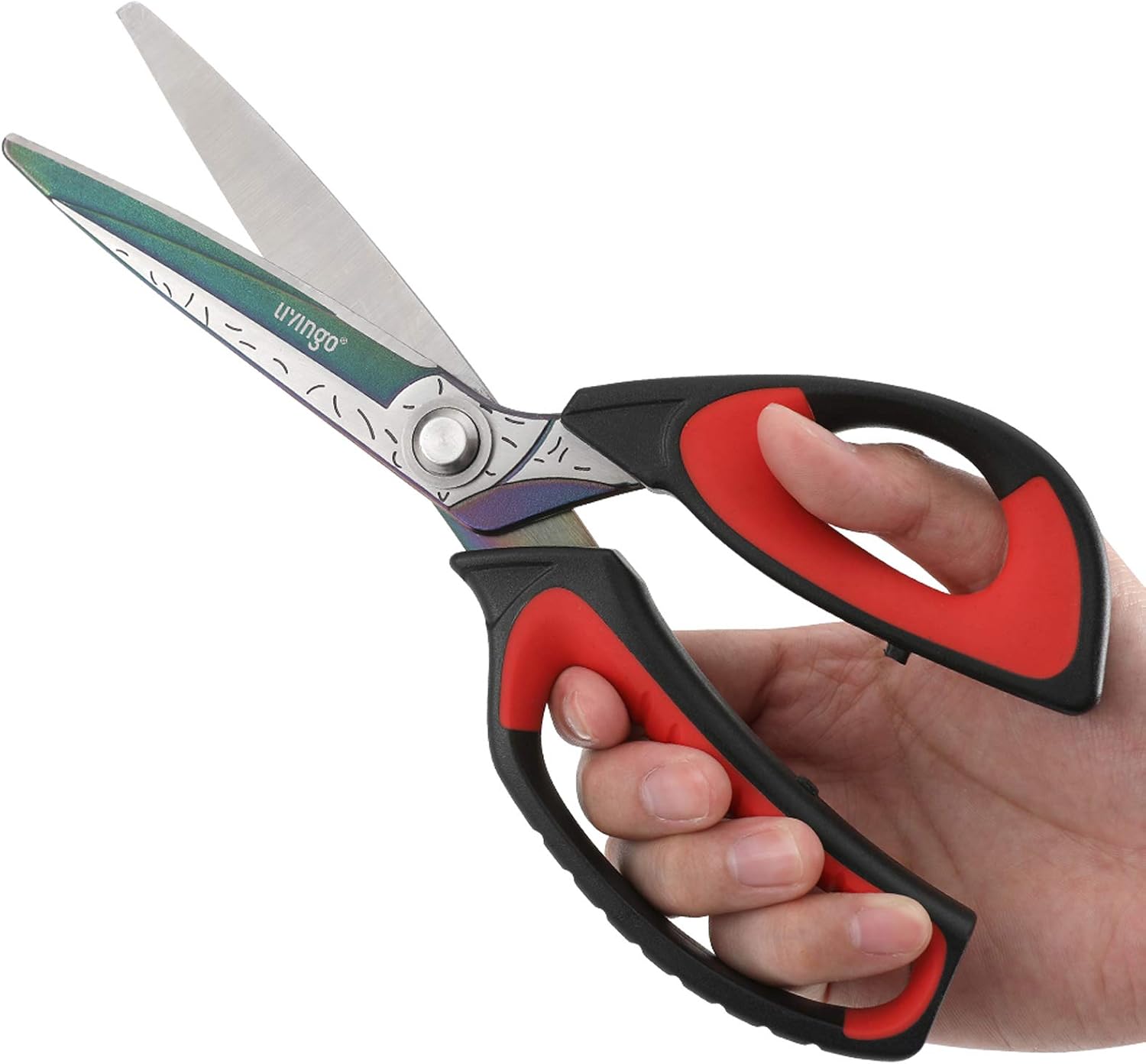 LIVINGO 10" Heavy Duty Multipurpose Shears for Shop & Garden (Red/Black)