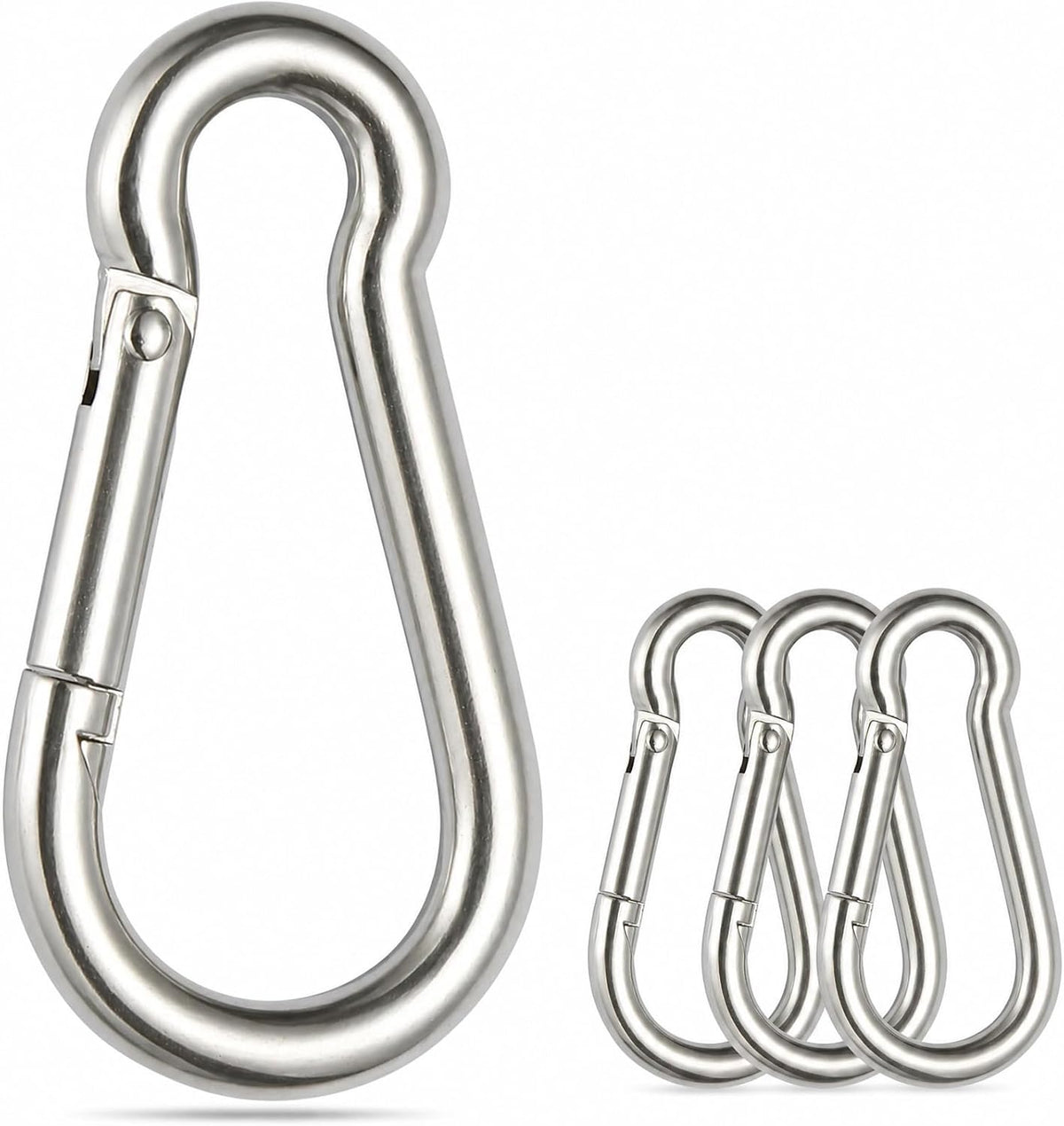sprookber Stainless Steel Carabiner Spring Snap Hook - 304 Stainless Steel Heavy Duty Clips, Set of 4