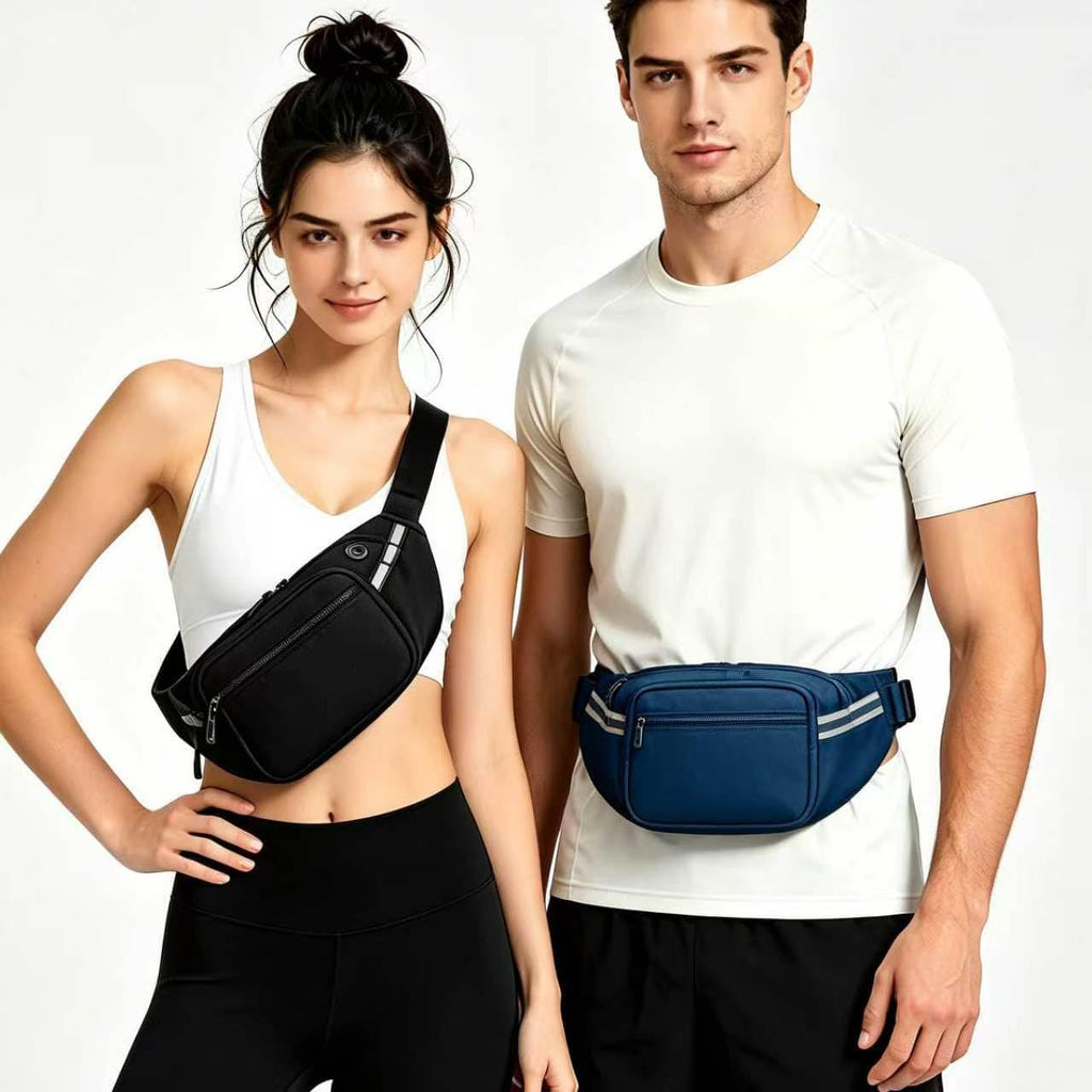 RFID Blocking Fanny Pack for Men Women, 5-Pocket Crossbody Hip Waist Bag