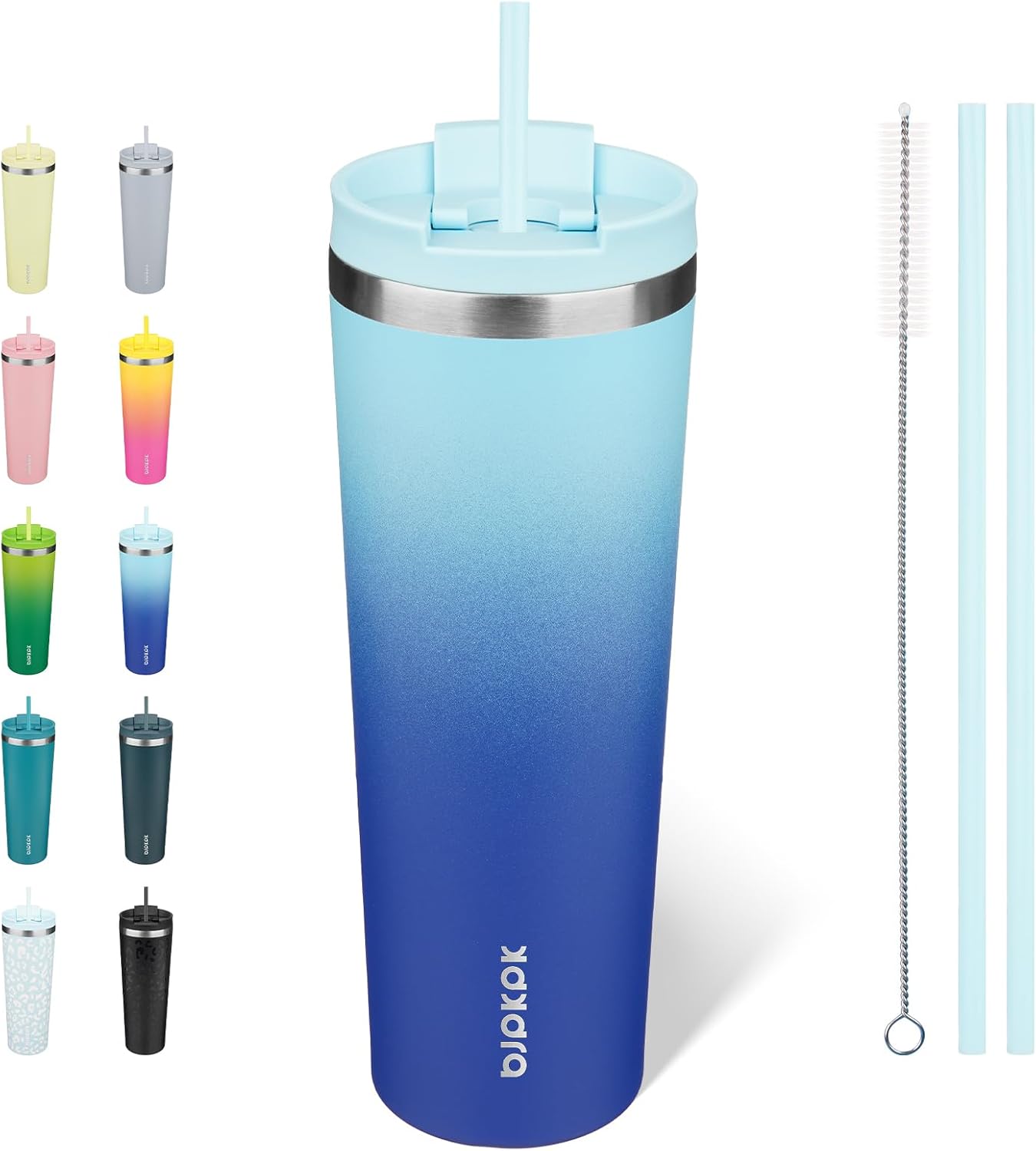 BJPKPK 30 oz Coffee Tumbler with Straw, Insulated Stainless Steel Cup