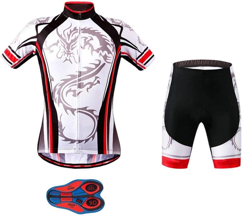 Men's Quick-Dry Cycling Jersey Set Road Bike Bicycle Shirt + Bib Shorts with 9D Gel Pad MTB Riding Clothing Kit