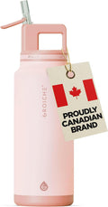 GROSCHE Alpine Flip N Sip Insulated Bottle with Straw Lid, Rose Pink, 40 oz