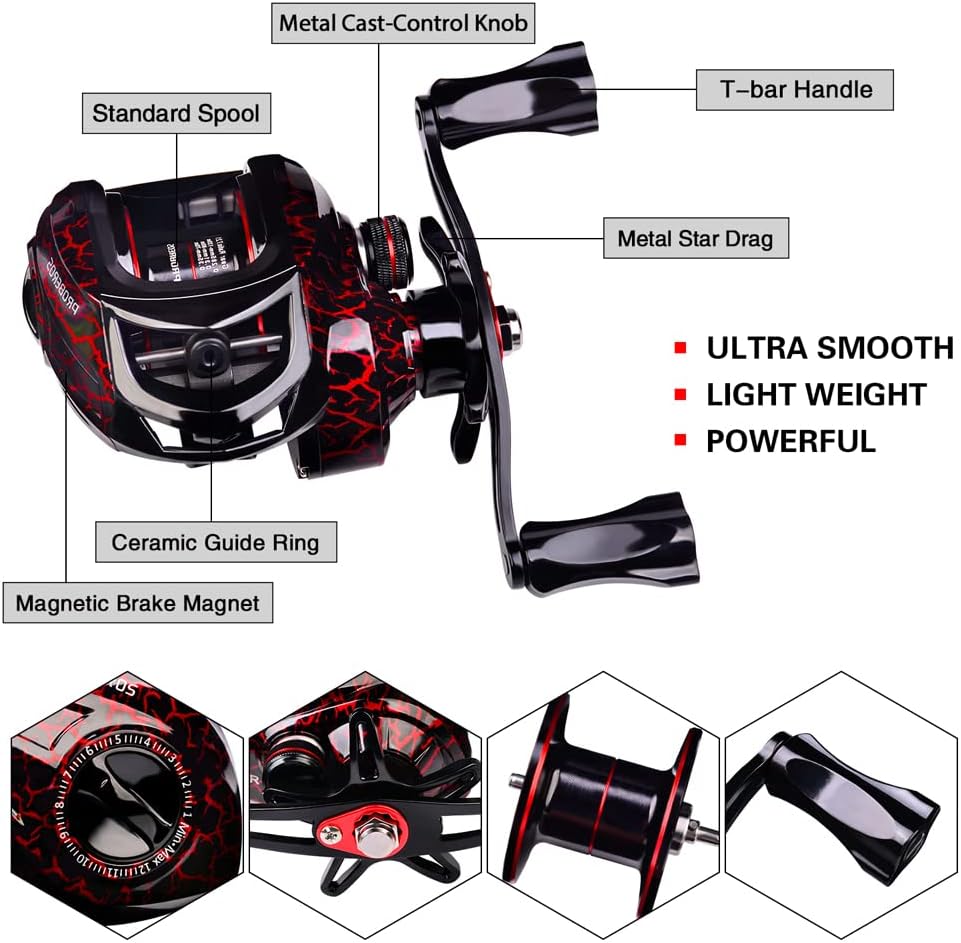 Fishing Rod and Reel Combo, 6.9ft Carbon Fiber Telescopic Fishing Pole with Spinning/Baitcasting Reel Combos, Sea Saltwater Freshwater Ice Bass Fishing Tackle Set Fishing Rods Kit